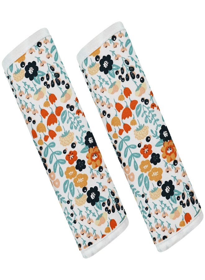 CUXFLS Baby Strap Cover for Children, 2 Pcs Infant Car Seat Belt Cover Pad, Neck Pad Protector for Kids Newborn Toddlers (Pink Flower) - Image 1